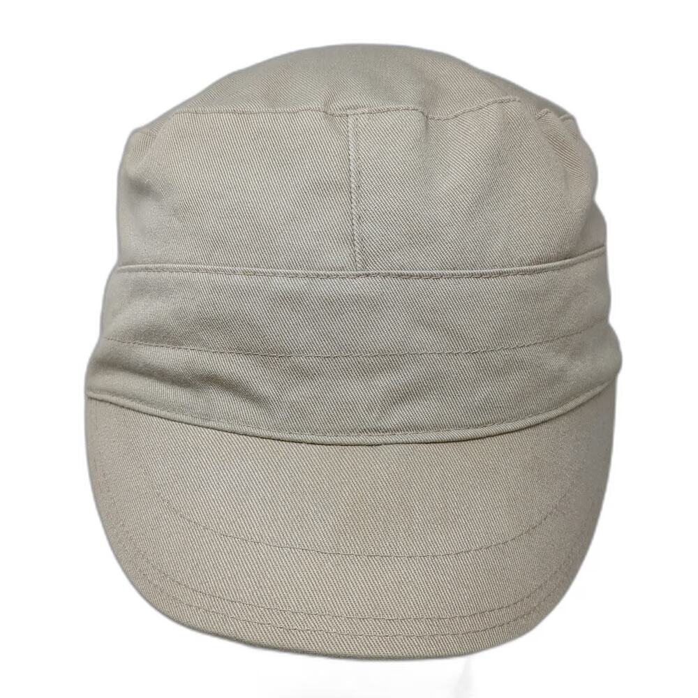 Army Cap Beige One Size Cotton Hat Plain Solid Color Elastic Back Cadet Military